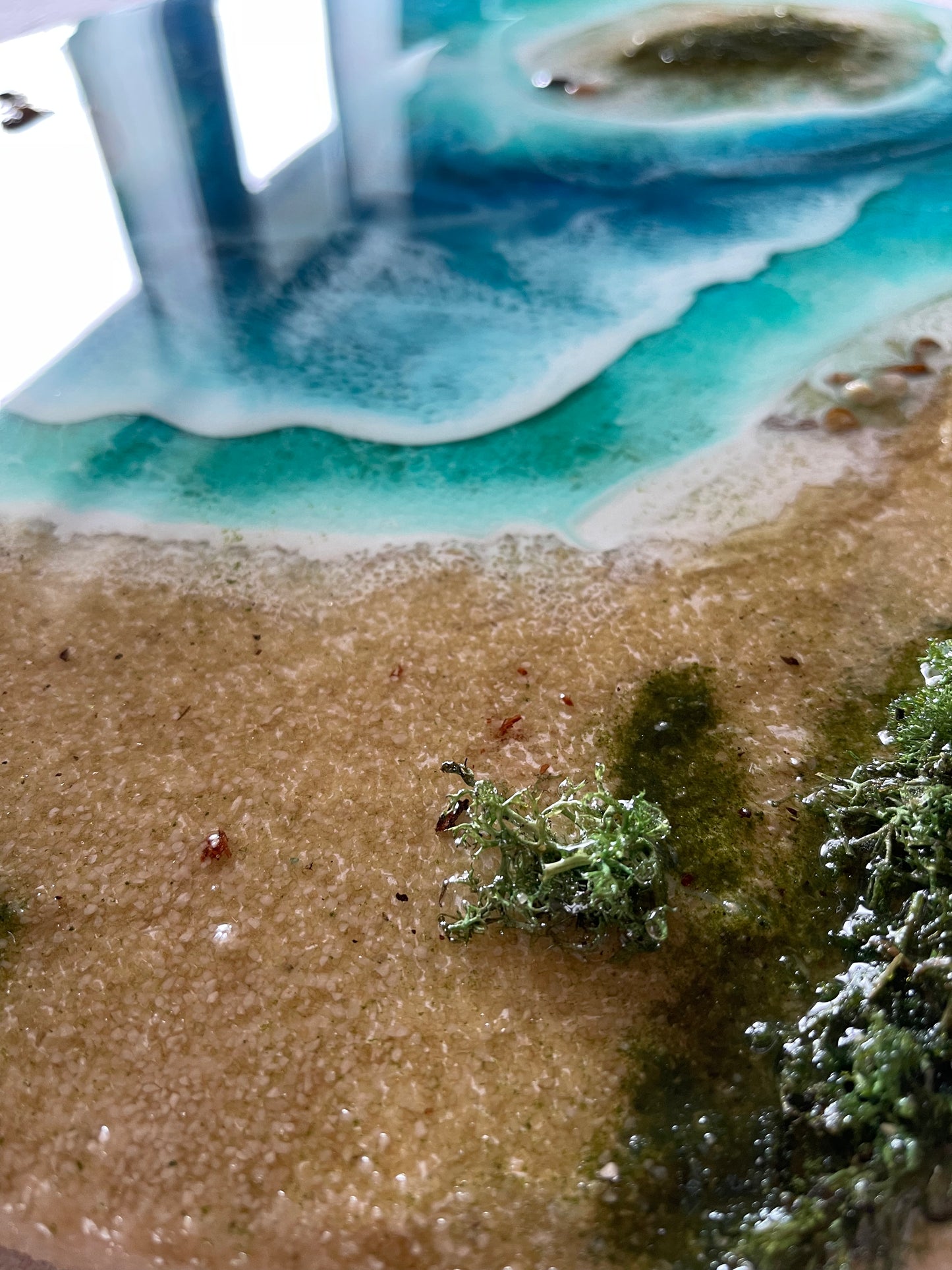 Resin wall art round ocean waves