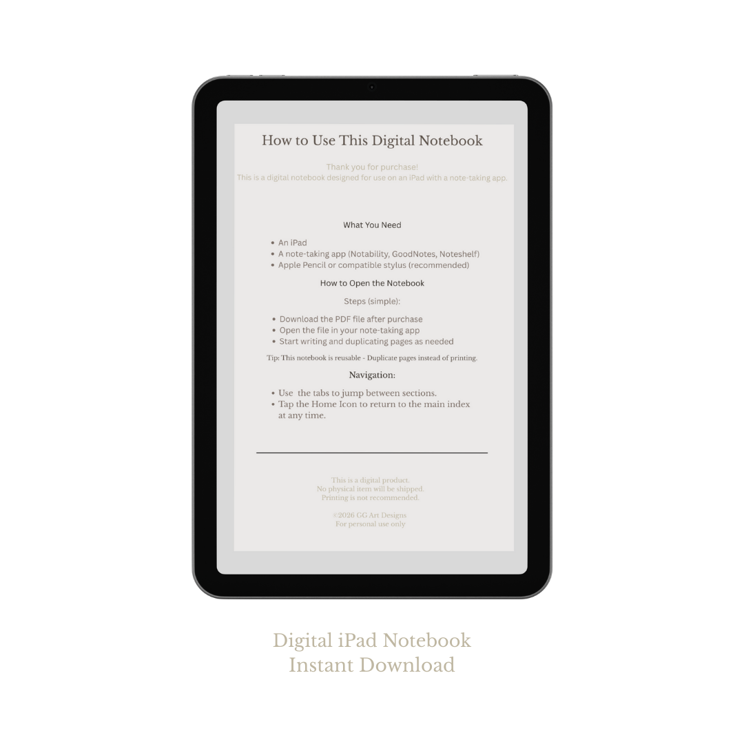 Minimal Digital Notebook for iPad - Neutral Aesthetic PDF