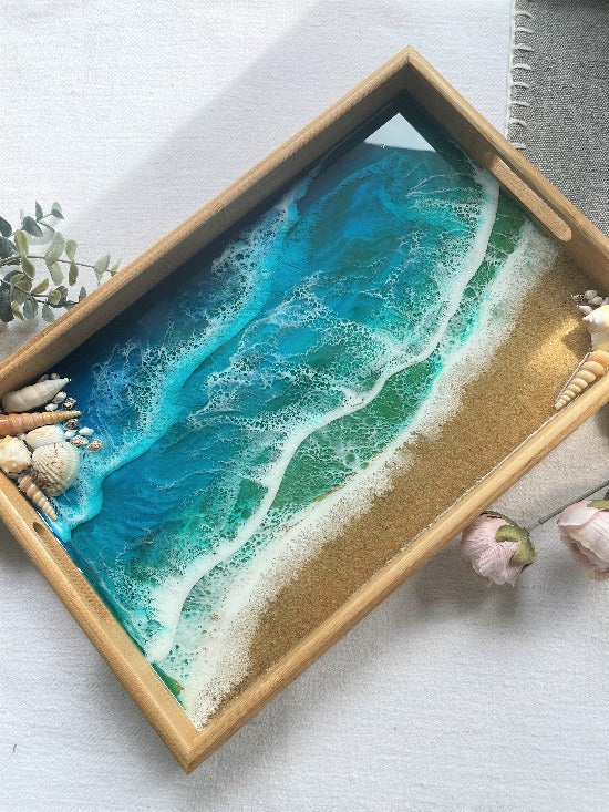 Bamboo Serving Tray With Resin Art Ocean Waves Beach Artwork GGartdesigns bamboo-serving-tray-with-resin-art-ocean-waves-beach-artwork-ggartdesigns